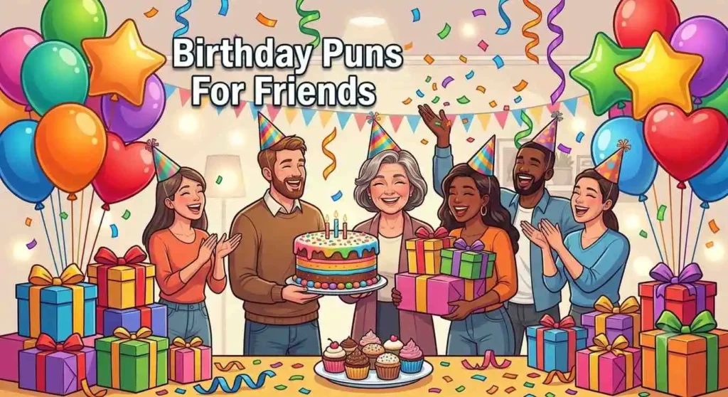Friends celebrating birthday party together
