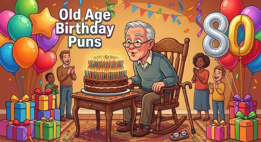 Funny senior birthday scene