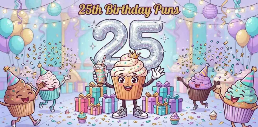 Funny Cartoon Twenty-Fifth Birthday Party