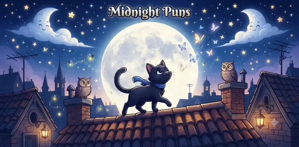 Midnight black cat adventure