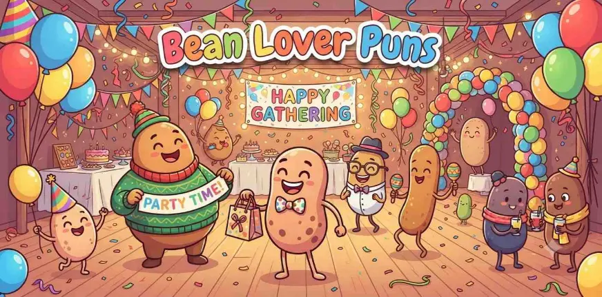 Funny bean characters celebrating together
