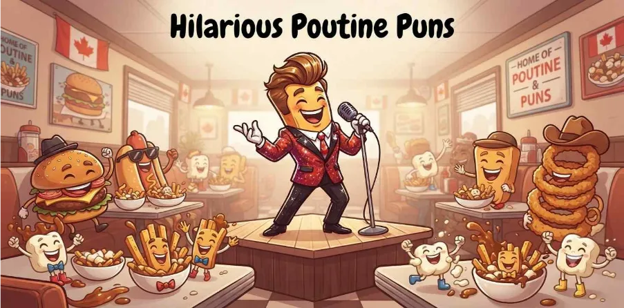Funny animated poutine making everyone laugh