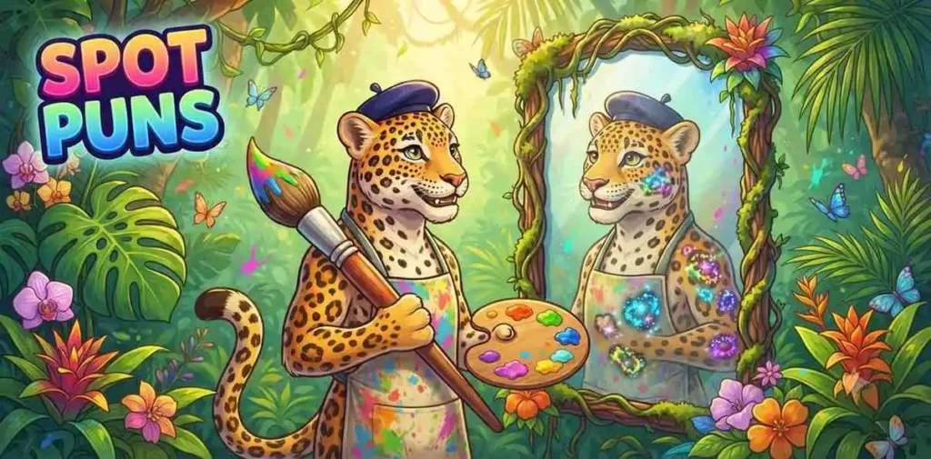 Leopard showing funny spots