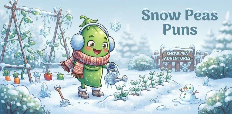 Funny Snow Pea Character In Winter