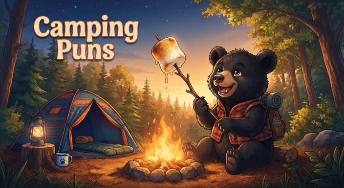 Camping among forests puns
